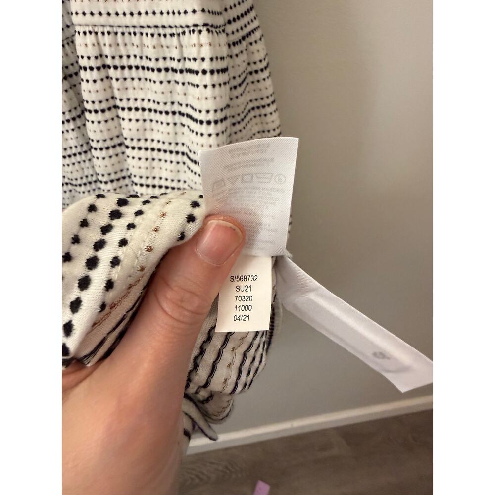 LOFT NWT White/Black/Gold Dot Stripe Knit Dress – Size Medium, MSRP $70 - Picture 5 of 10